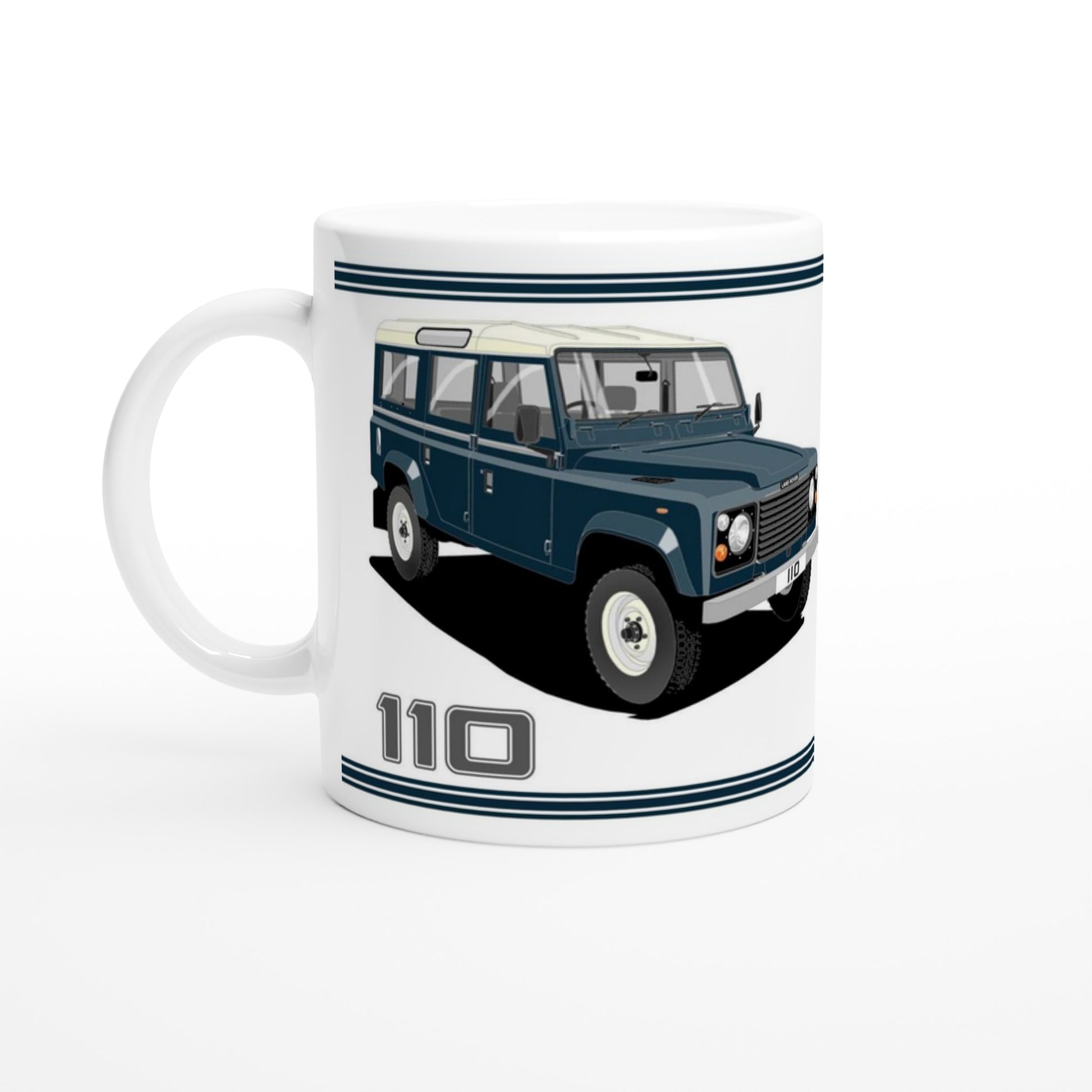 Land Rover 110 12 seater in Dark Blue  Art Mug