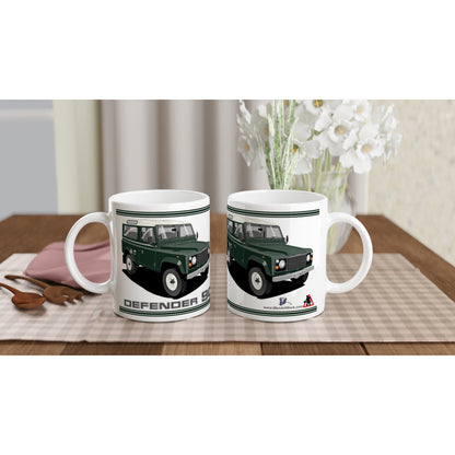 Land Rover Defender 90 7 seater in Green  Art Mug