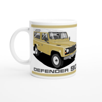 Land Rover Defender 90 7 seater in Brown  Art Mug