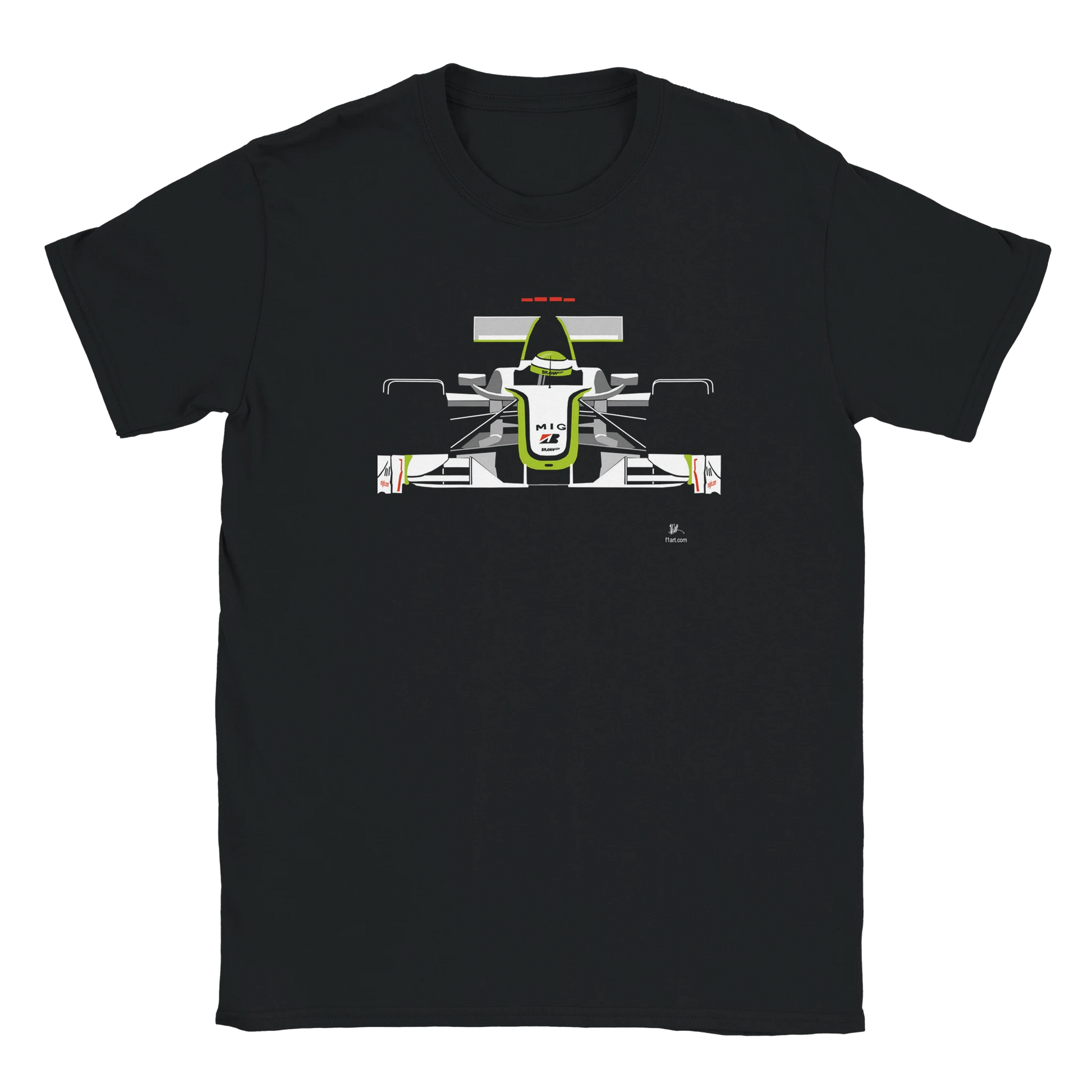 F1 Motor Racing Jensen Button Brawn GP001 Art T Shirt