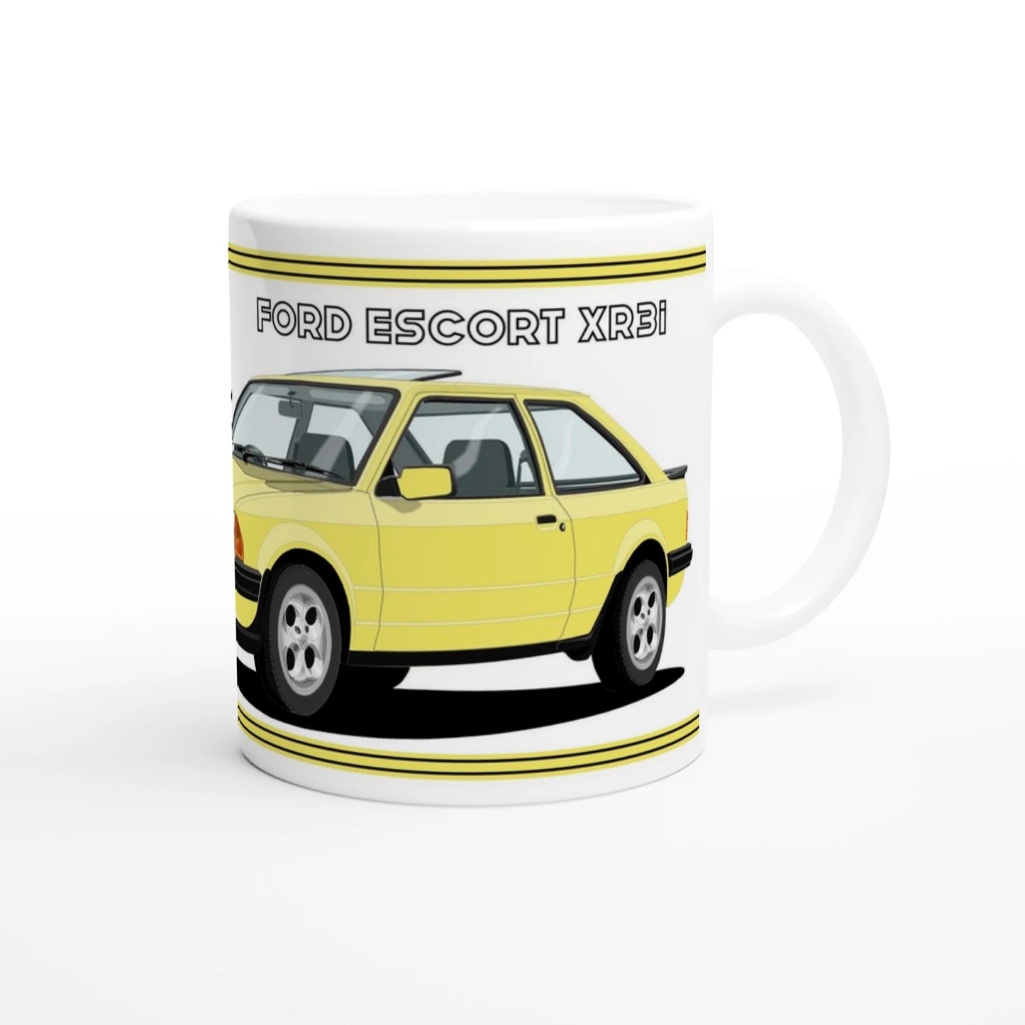 Ford Escort Mk3 XR3i in Yellow Art Mug