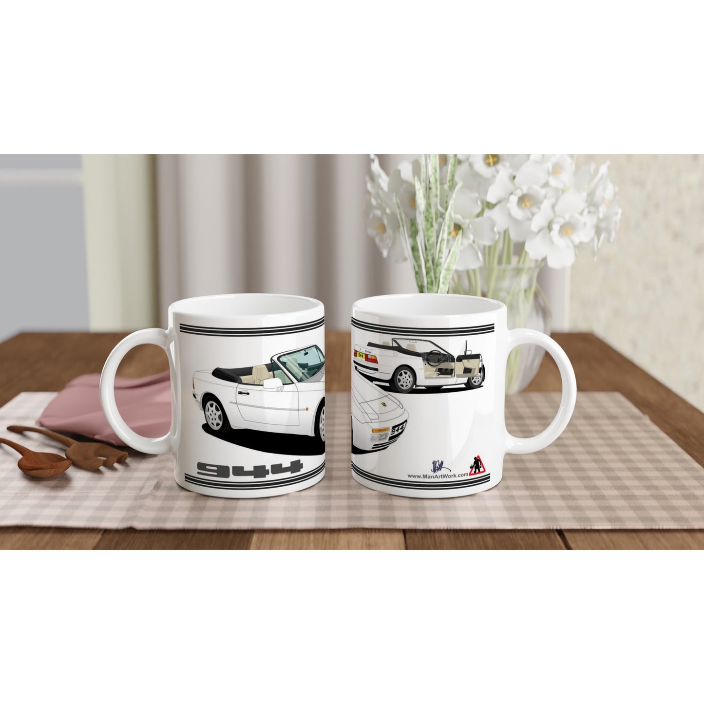 Porsche 944 MK2 Cabriolet in White Art Mug