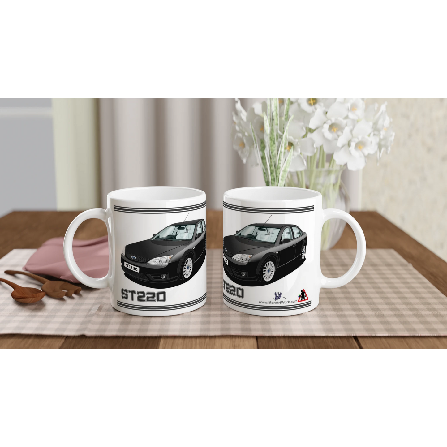 Ford Mondeo ST220  in Black & White Art Mug