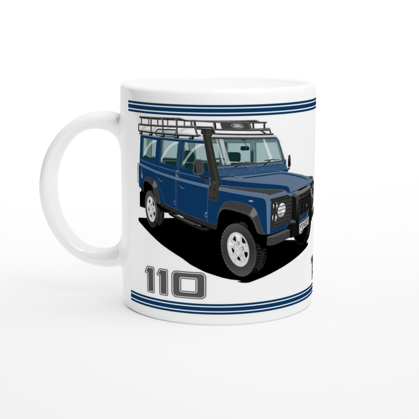 Land Rover Defender 110 TD5 12 seater in Blue  Art Mug