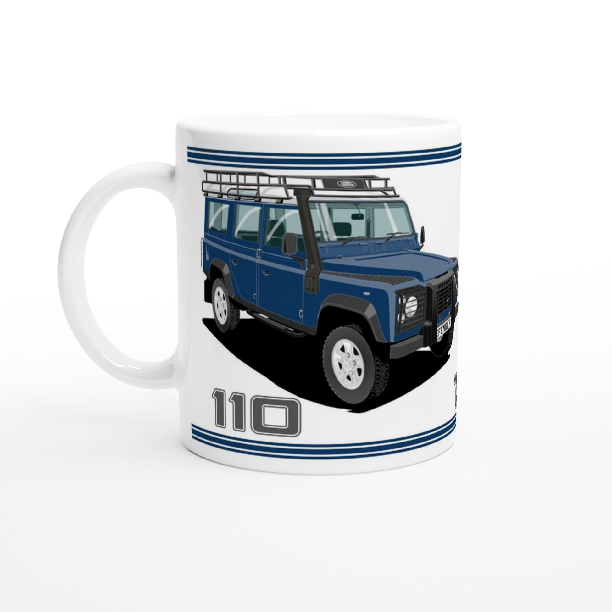 Land Rover Defender 110 TD5 12 seater in Blue  Art Mug