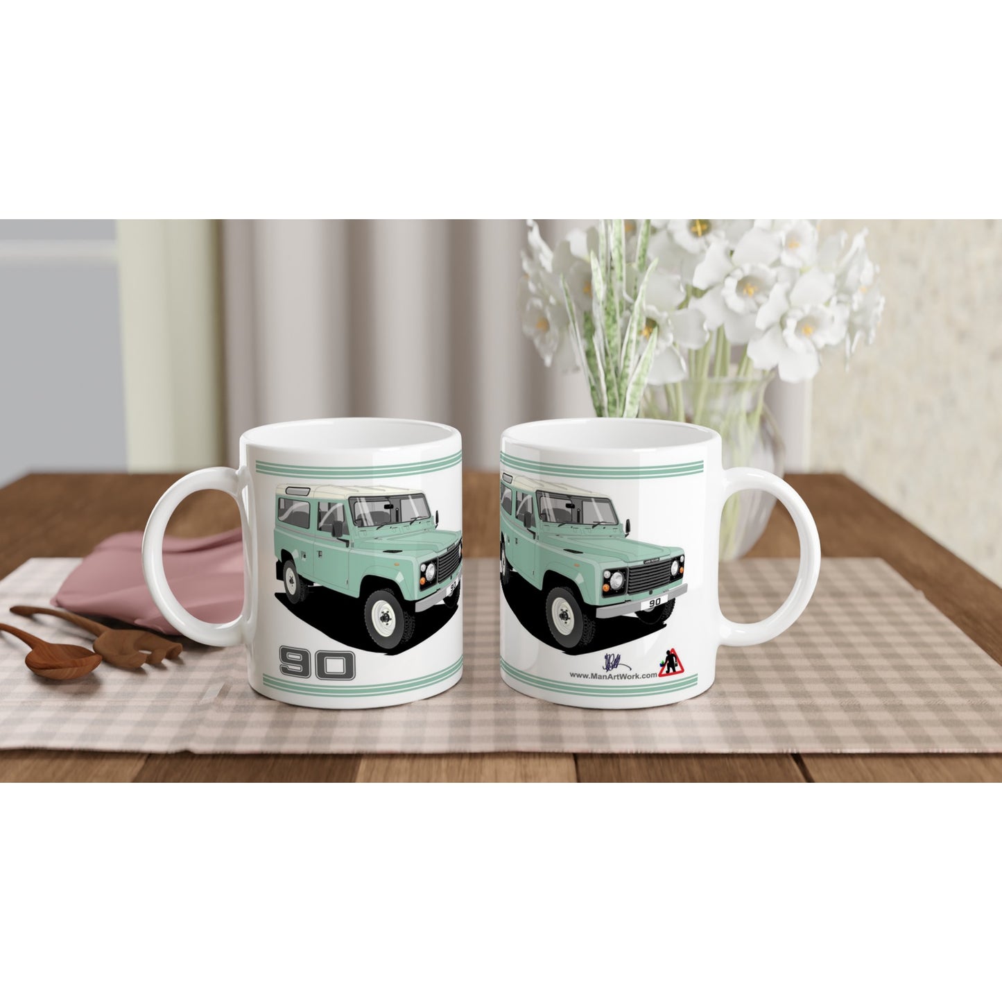 Land Rover 90 7 seater in Light Green  Art Mug