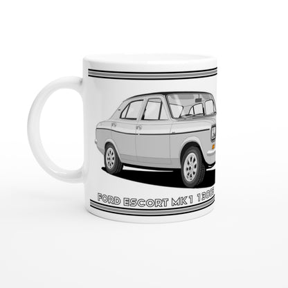 Ford Escort Mk1 1300E 4 Door Silver Art Mug