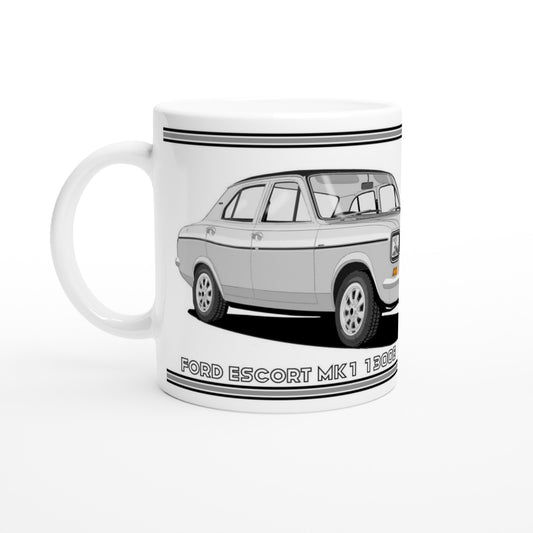 Ford Escort Mk1 1300E 4 Door Silver Art Mug