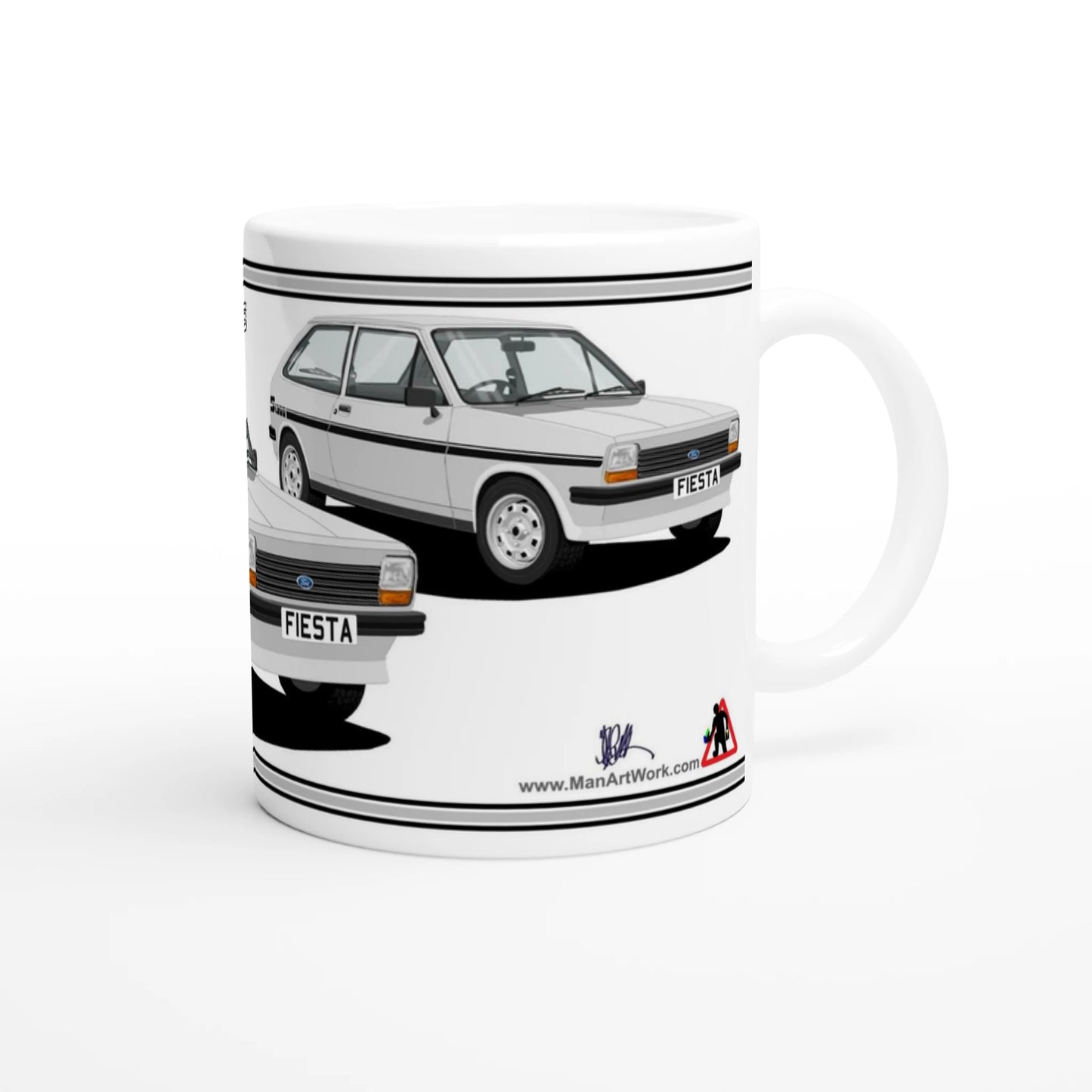 Ford Fiesta Mk1 1300S in Silver & Black Art Mug