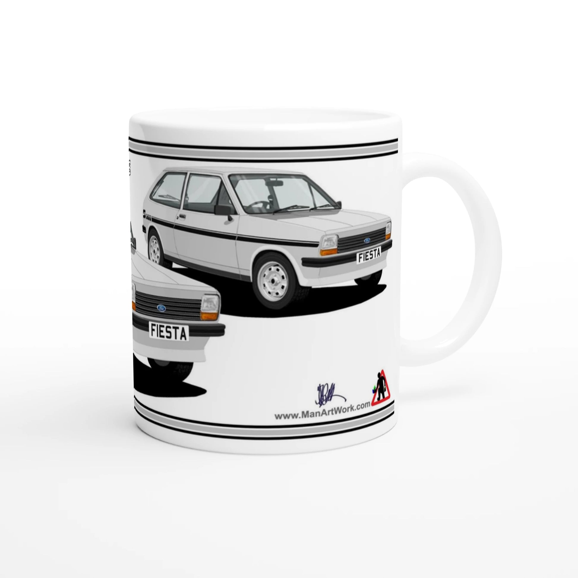 Ford Fiesta Mk1 1300S in Silver & Black Art Mug