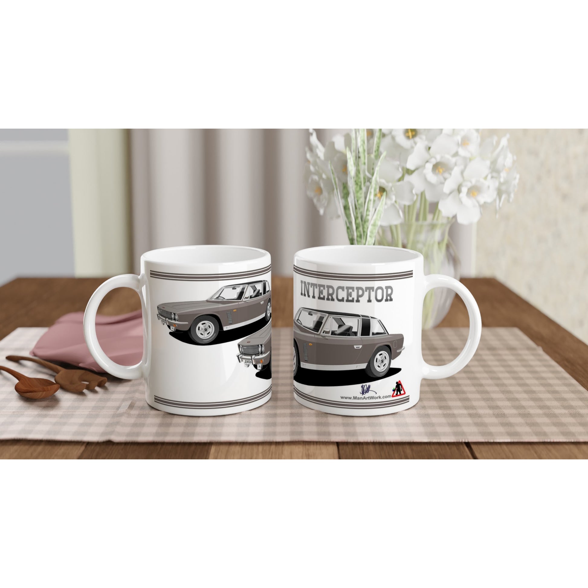 Jensen Interceptor Mk3 Coupe in Grey Art Mug