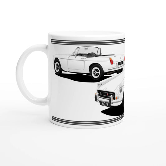 MG B Roadster Mk2 in White Art Mug