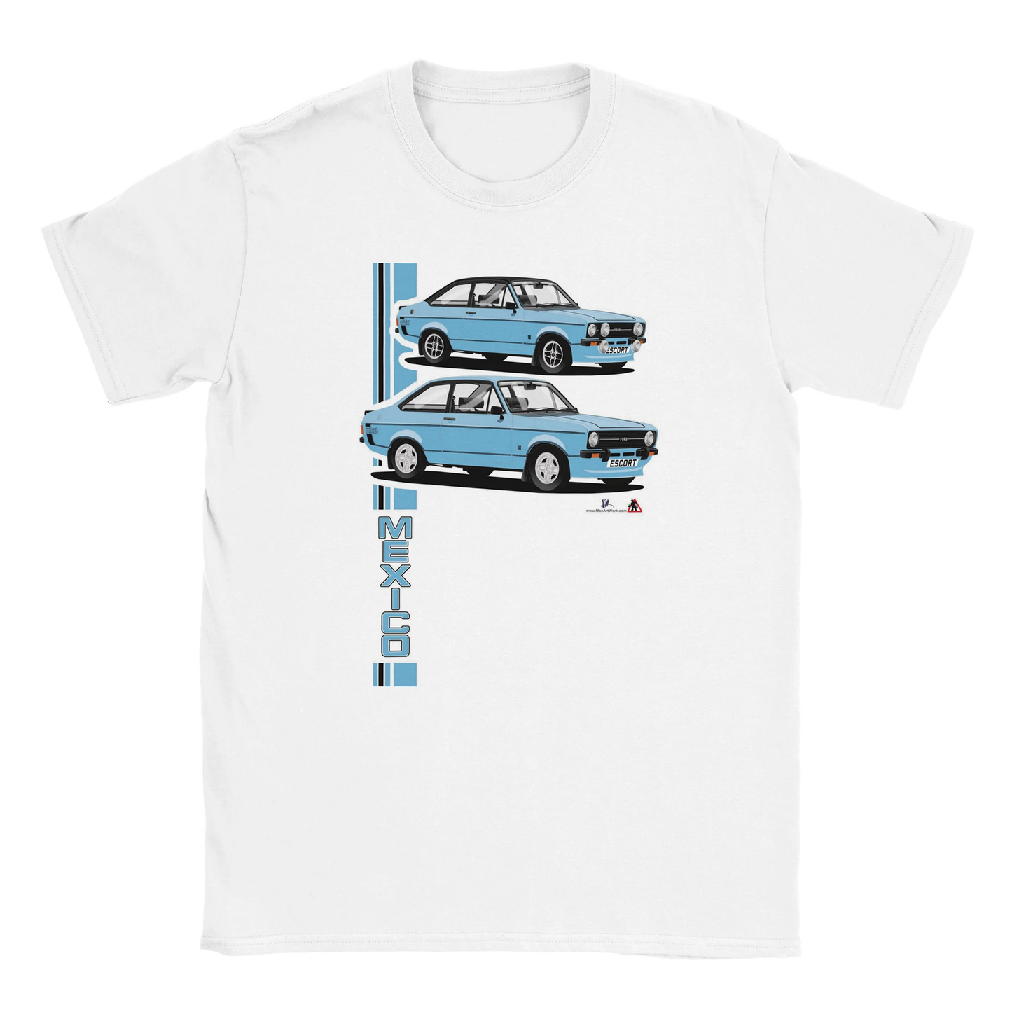 Ford Escort Mk2  Mexico T Shirt (Blue Car)