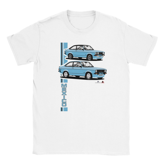 Ford Escort Mk2  Mexico T Shirt (Blue Car)