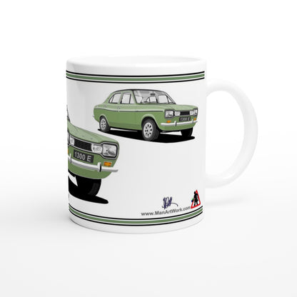 Ford Escort Mk1 1300E 4 Door Green Art Mug