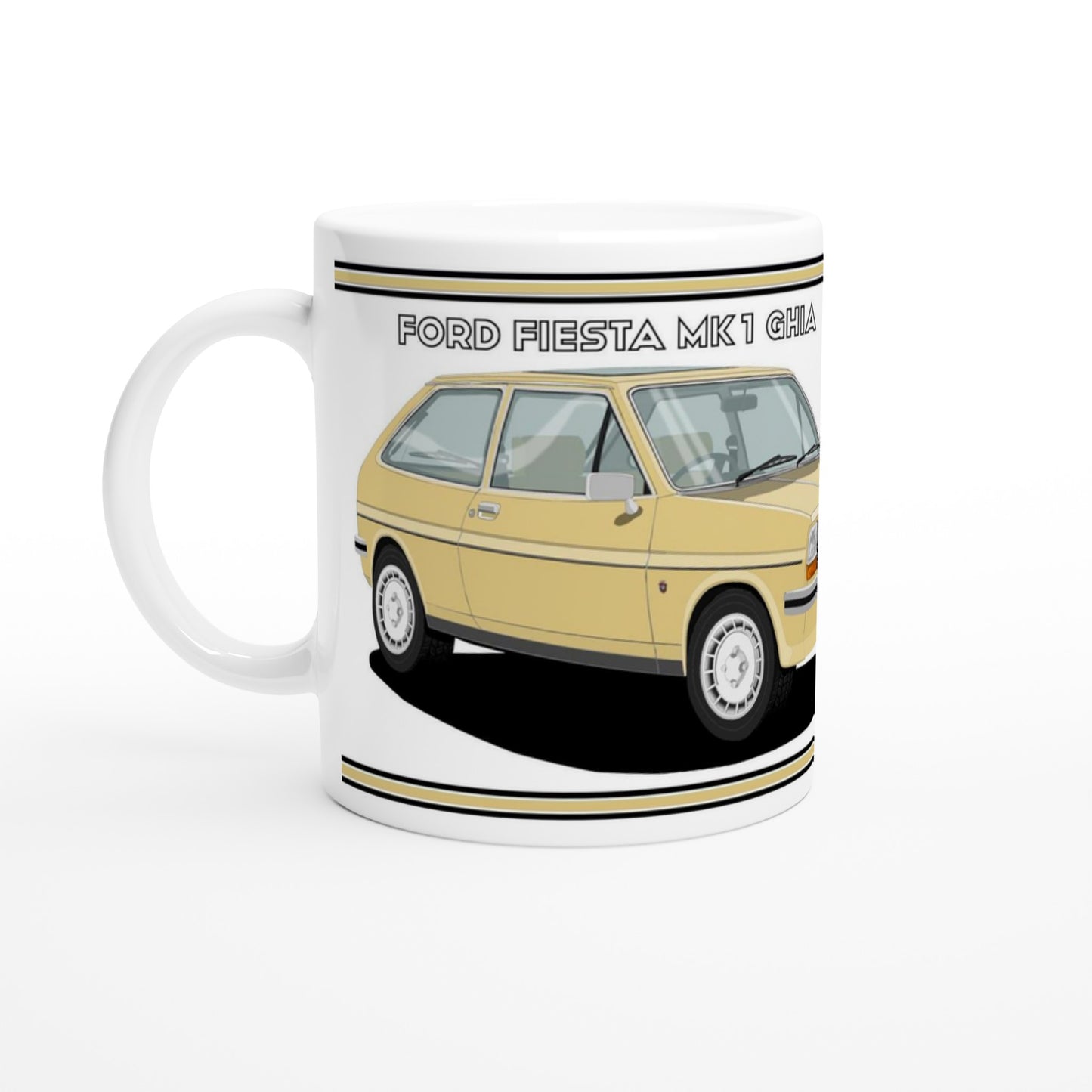 Ford Fiesta Mk1 Ghia in Gold Art Mug