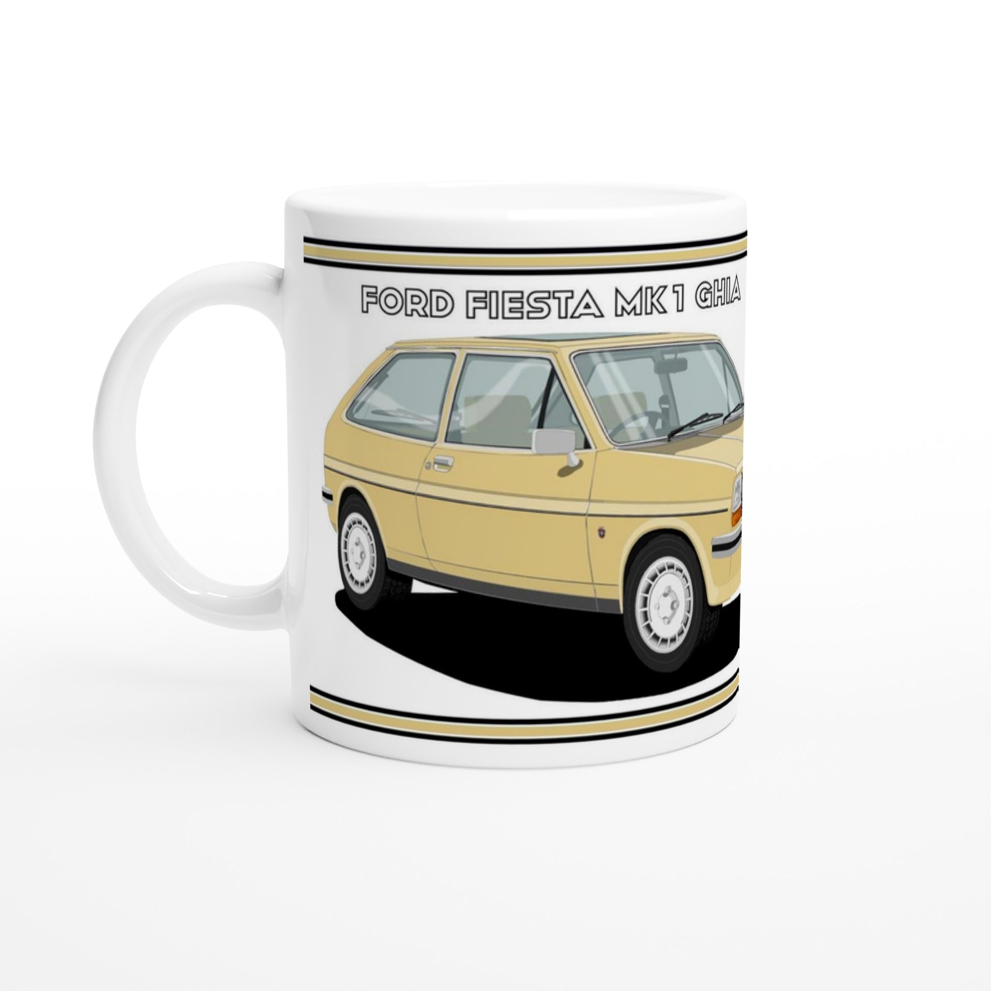 Ford Fiesta Mk1 Ghia in Gold Art Mug