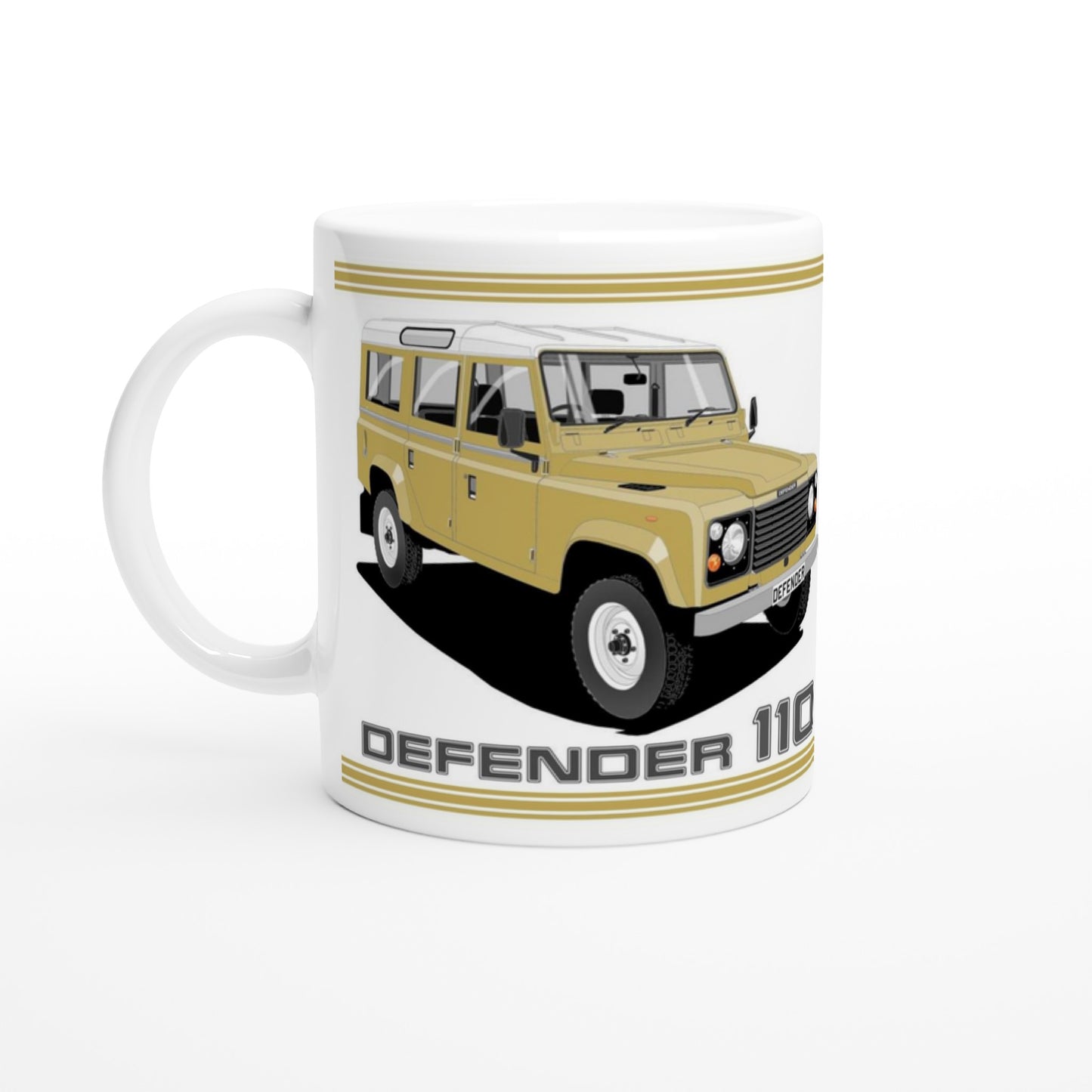 Land Rover Defender 110 12 seater in Brown  Art Mug