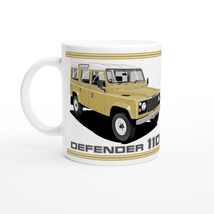 Land Rover Defender 110 12 seater in Brown  Art Mug