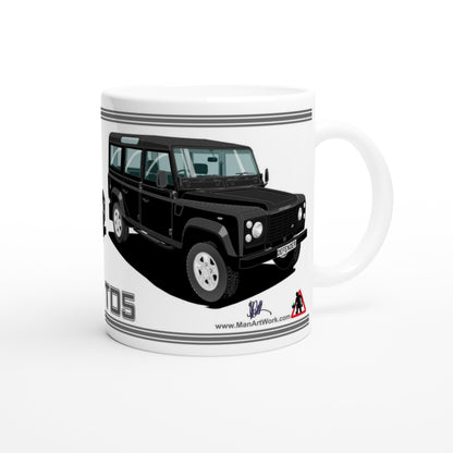 Land Rover Defender 110 TD5 12 seater in Black  Art Mug
