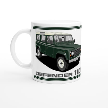 Land Rover Defender 110 12 seater in Green  Art Mug