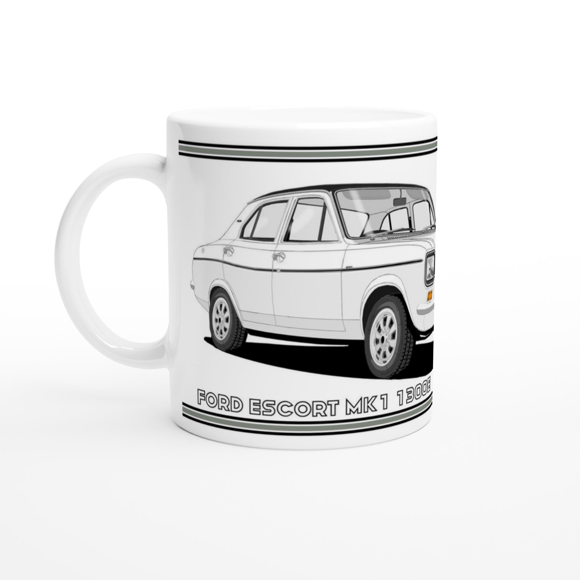 Ford Escort Mk1 1300E 4 Door White Art Mug