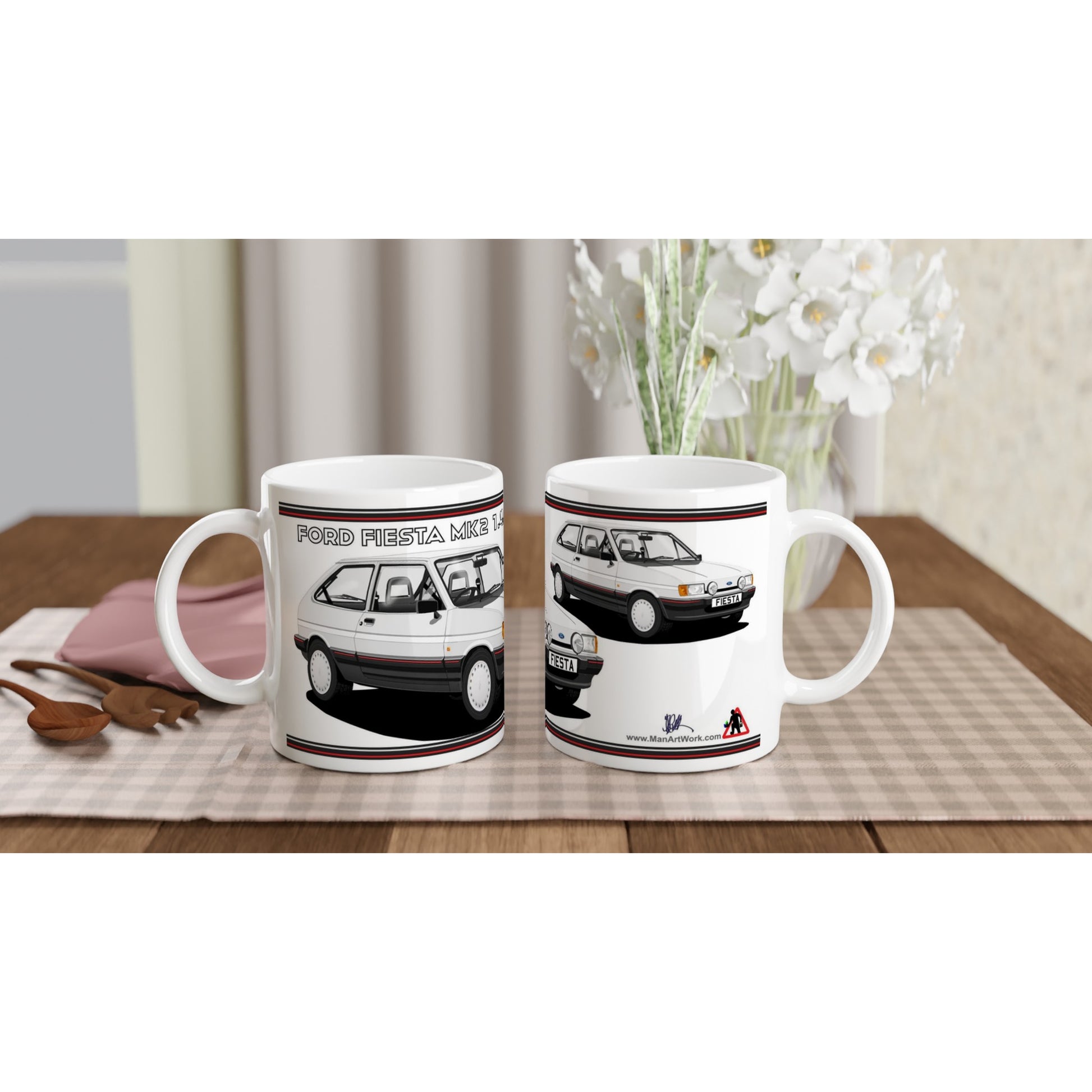 Ford Fiesta Mk2 1.4S in Silver Art Mug