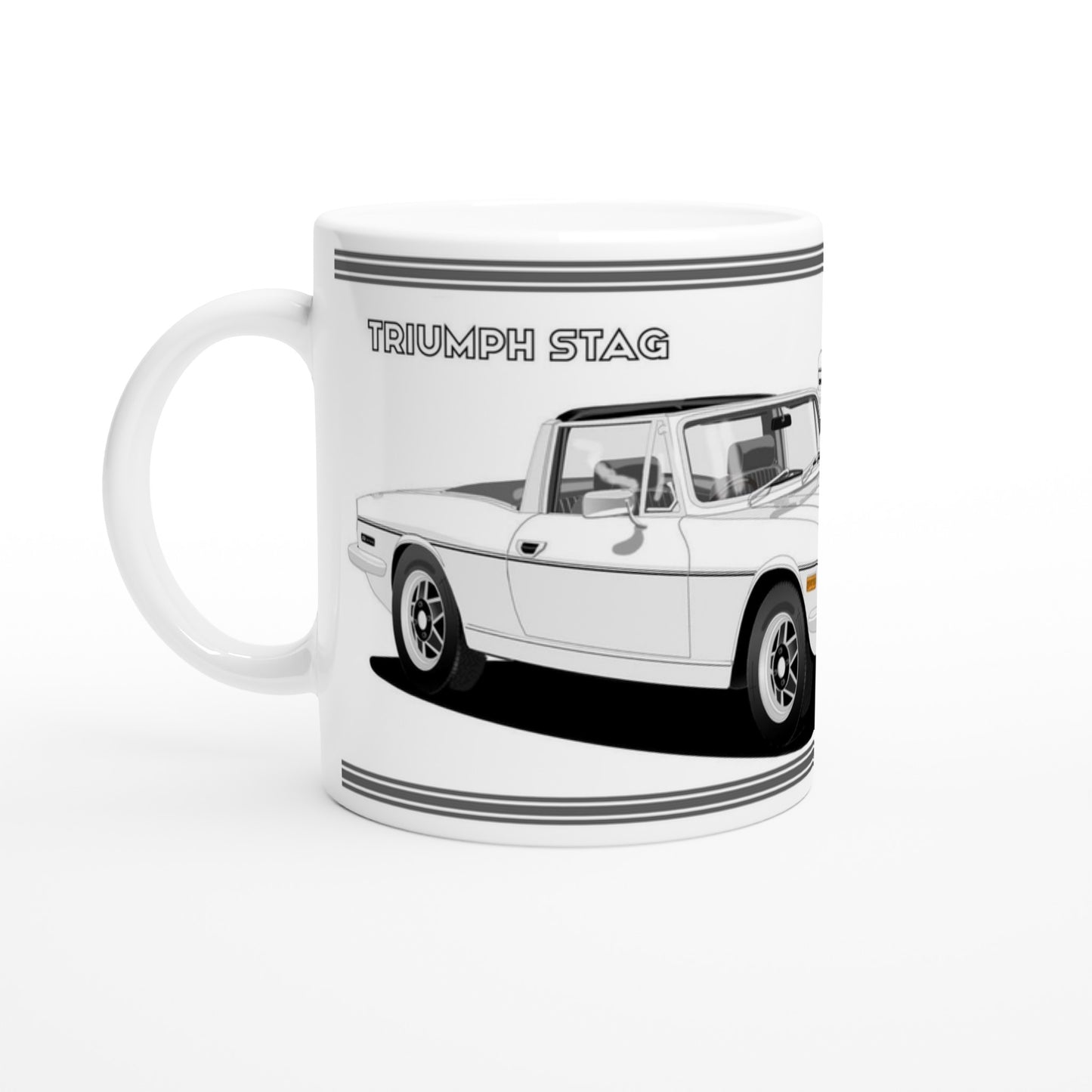 Triumph Stag  White and Black 73-75 Car Mug