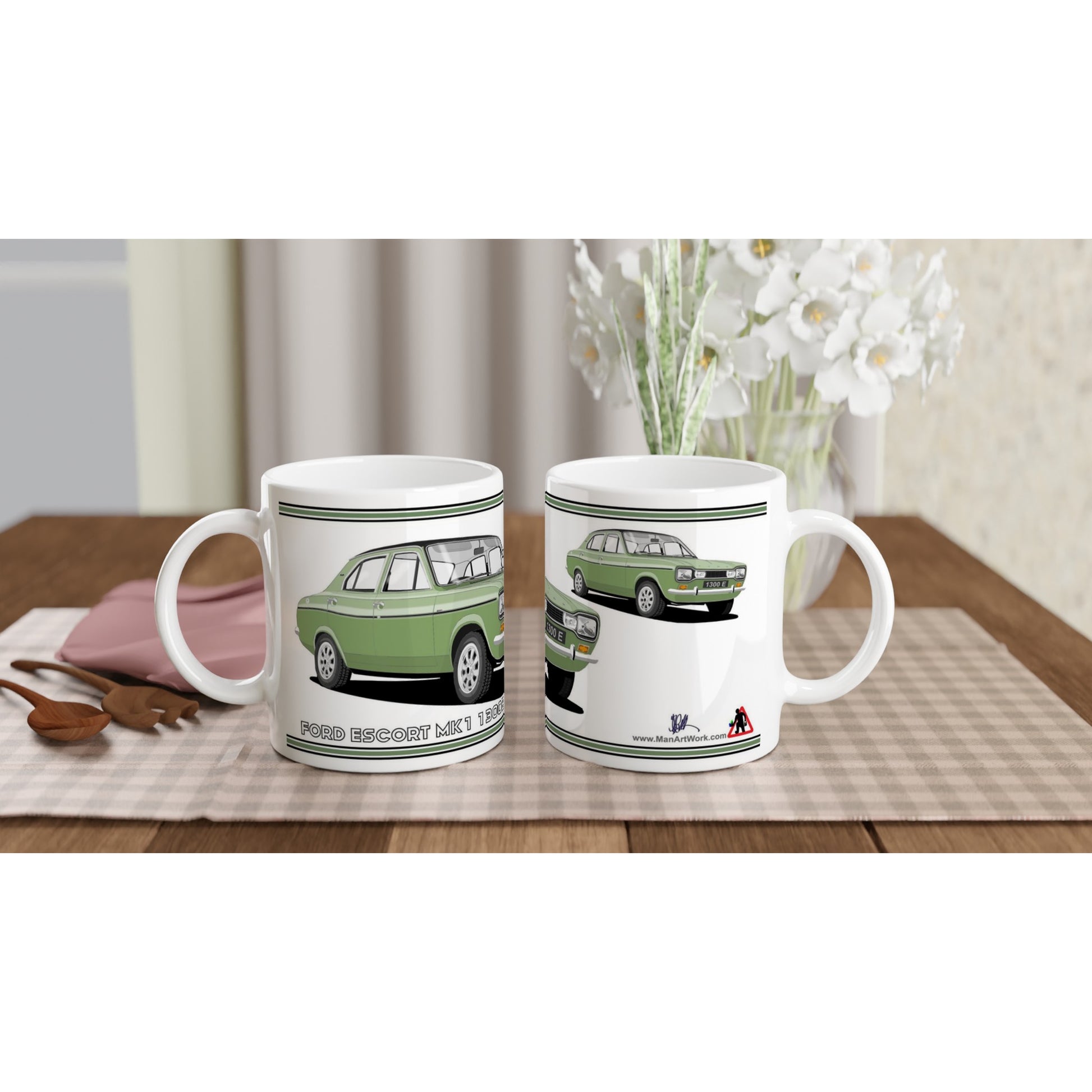 Ford Escort Mk1 1300E 4 Door Green Art Mug