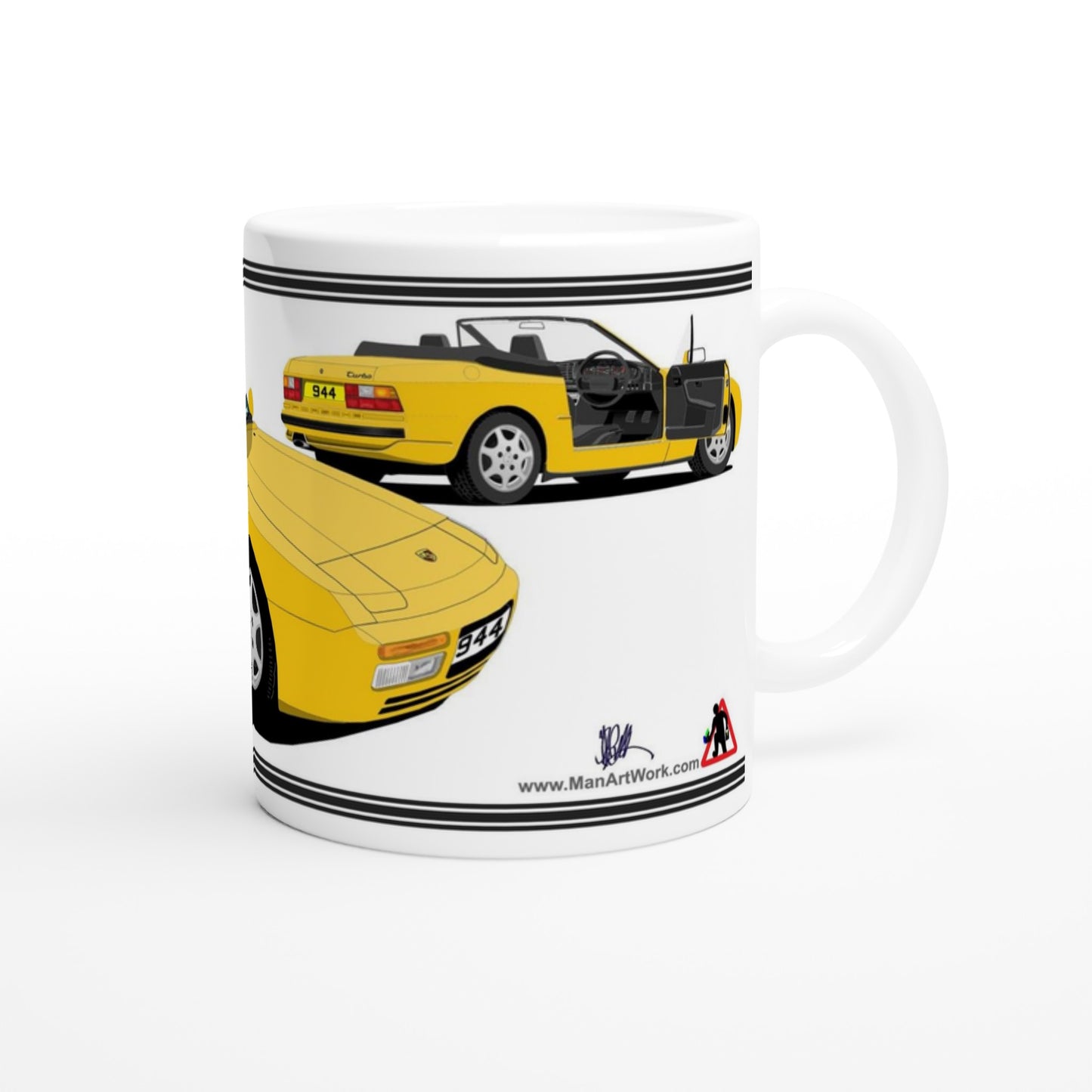 Porsche 944 MK2 Cabriolet in Yellow Art Mug